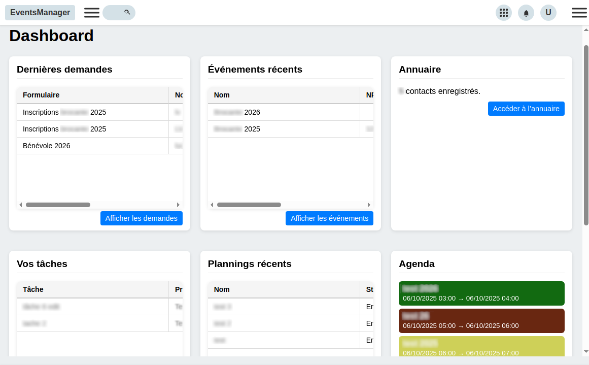 Gestion d'événements